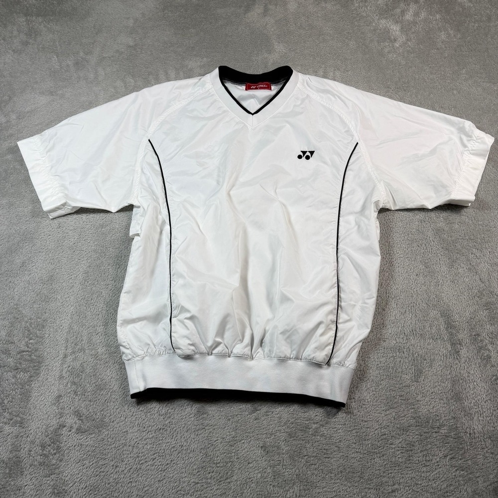 Yonex Pullover Jacket Mens Small White Short Sleeve Tennis Windbreaker